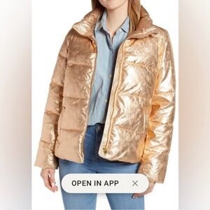 Waist length gold puffer jacket from JCrew